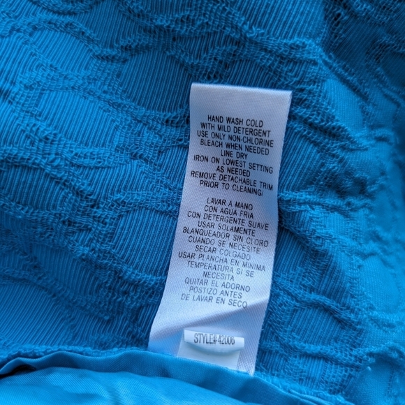 Studio I Sleeveless Textured Faux Wrap Shift Dress Lined Capri Aqua Blue- sz 24W - Picture 7 of 8